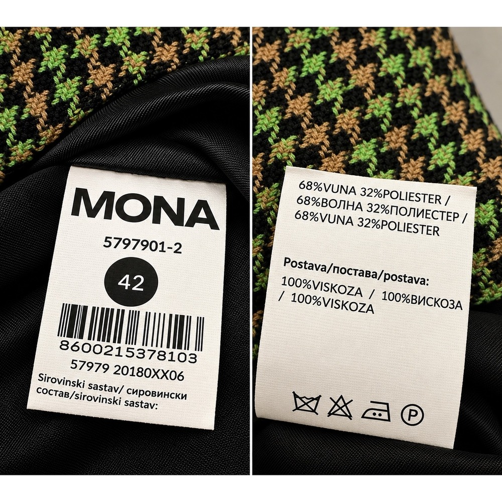 MONA NWT Wool Blend Houndstooth Pinafore Dress EU 42 Asymmetrical Buckle - Picture 10 of 11